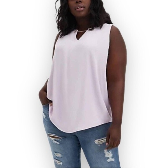 Torrid Lavender Crepe Gold Chain Detail Sleeveless Tank Top - Picture 1 of 7